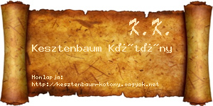 Kesztenbaum Kötöny névjegykártya